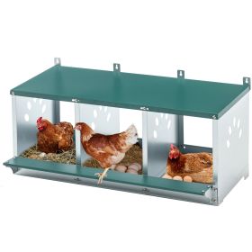 Metal Nesting Boxes for Chicken,3 Compartment Nesting Box,Galvanized steel Nesting Boxes for Hens, Easy to Assemble (Color: as Pic)